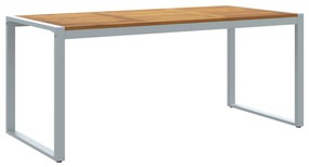 Kültéri Étkezőasztal Szürke 180x90x75 cm Acél és Tömör Akác Fa