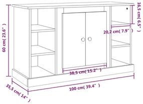 betonszürke szerelt fa tálalószekrény 100x35,5x60 cm