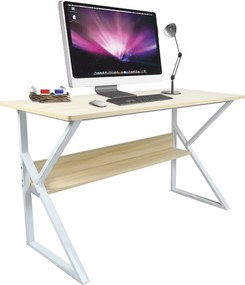 Polcos íróasztal, természetes tölgyfa/fehér, TARCAL 100