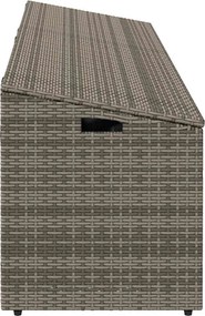 Szürke Polyrattan Kerti Tárolóláda 220X50X58 Cm