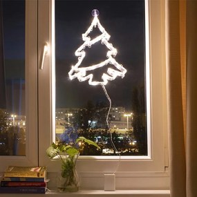 Elemes ablakdísz karácsonyfa 33 cm meleg fehér
