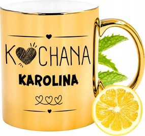Prémium Arany Csillogó Bögre Karolina Ajándék Nyomtatott Fotóval