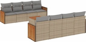 vidaXL 9 részes bézs polyrattan kerti ülőgarnitúra párnákkal