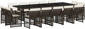 vidaXL 15 részes barna polyrattan kerti ülőgarnitúra párnákkal