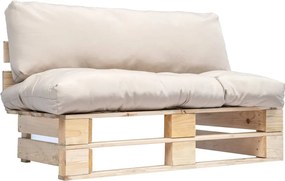 vidaXL fenyőfa kerti raklapkanapé homokszínű párnákkal