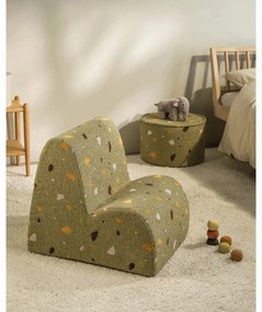 Zöld buklé-zsenília gyerek fotel Terrazzo Cloud – Wigiwama