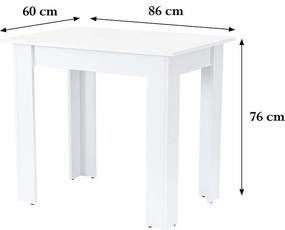 Yorki Standard étkezőasztal 86x60 cm fehér