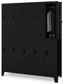 Fém BHP öltözőszekrény 10 ajtóval BARTEK 1360 x 1720 x 450 mm, fekete