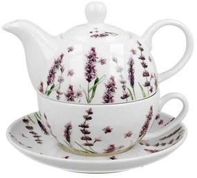 Levendula mintás porcelán egyszemélyes teáskészlet Classic Lavender