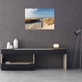 Kép - Homokos strand Langeoog szigetén, Németországban (üvegen) (70x50 cm)