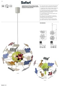 Redo 04-514-Gyerek mennyezeti lámpa SAFARI 3xE14/3W/230V átm. 41 cm színes