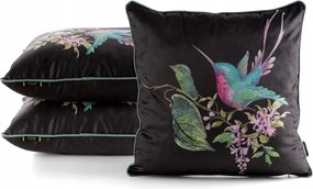 Dekoratív párnahuzat Velvet 45x45 Eurofirany fekete zöld kolibri