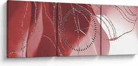 Kép - Piros absztrakt virág N⁰1 (órával) (90x30 cm)