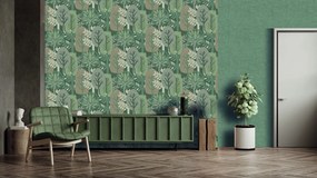 Decoprint Antibes Nature Forest barna-kékeszöld fa mintás vlies tapéta – AN28283