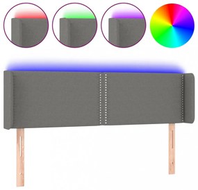 sötétszürke szövet LED-es fejtámla 147 x 16 x 78/88 cm
