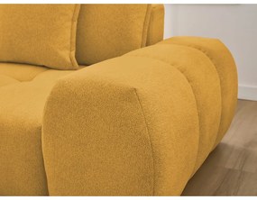 Mustársárga zsenília kinyitható-tárolóhelyes sarokkanapé (bal oldali-heverő résszel) Everest – Bobochic Paris