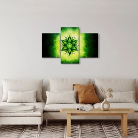 Kép - Virág mandala zöld háttérrel (90x60 cm)