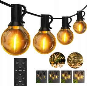 Led Fényfüzér Kerti Lámpa 20m 37X Kültéri Kerti Izzók