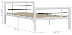 fehér és fekete fém ágykeret 100 x 200 cm