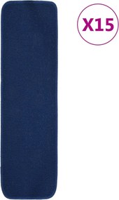 vidaXL 15 db sötétkék négyszögű csúszásmentes lépcsőszőnyeg 75 x 20 cm