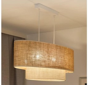 Duolla - Csillár zsinóron DOUBLE OVAL YUTE 2xE27/15W/230V barna/krémes 603577