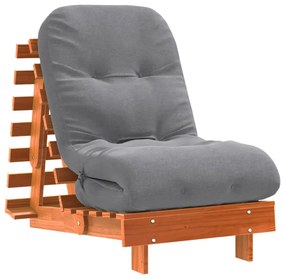 viaszbarna tömör fenyőfa futon kanapéágy matraccal 60x206x11 cm