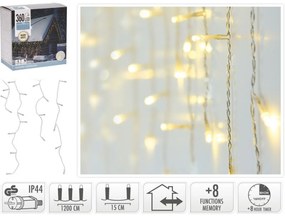 Kültéri lánc Jégcsapok 12 m, 360 LED, fehér fény, időzítő, IP44