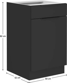 Alsó szekrény, fekete, SIBER 50 D 1F 1S BB