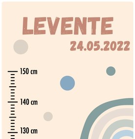 PIPPER. Textil falmatrica "Gyermek magasságmérő névvel  - Szivárvány 2"