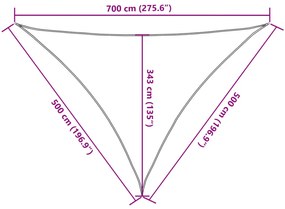 világosszürke 100% poliészter oxford szövet napvitorla 7x5x5 m