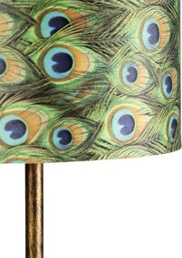 Vintage állólámpa arany páva árnyékolóval 40 cm - Simplo
