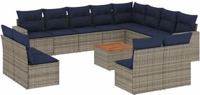 vidaXL 13 részes szürke polyrattan kerti ülőgarnitúra párnákkal