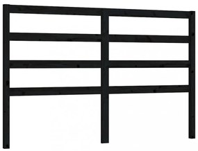 fekete tömör fenyőfa ágyfejtámla 146 x 4 x 100 cm