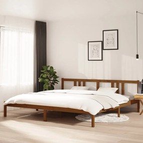 mézbarna tömör fa ágykeret 200x200 cm