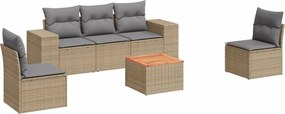 vidaXL 6 részes bézs polyrattan kerti ülőgarnitúra párnával