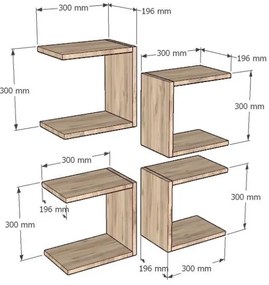 4 db BASE barna fali polc szett