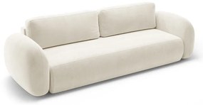 Krémszínű bársony kinyitható-tárolóhelyes kanapé 262 cm Tonale – Cosmopolitan Design