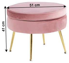 Luxus zsámoly/puff, rózsaszín Velvet szövet/króm arany, Art-deco, NOBLIN TYP 1