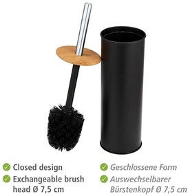 Fekete acél WC-kefe Tortona – Wenko