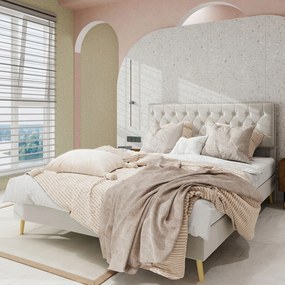 Kárpitozott ágy Franciaágy Gyerekágy 140x200cm bézs