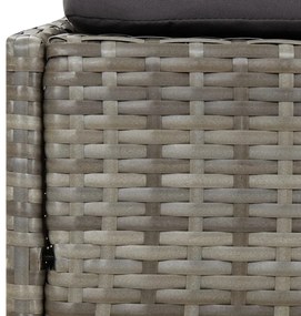 szürke polyrattan kerti ágy 110x200 cm