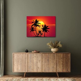 Egy sziget sziluettjének képe pálmafákkal (70x50 cm)