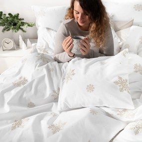 Goldea karácsonyi pamut ágyneműhuzat - hópelyhek fehéren 140 x 200 és 70 x 90 cm