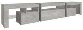 betonszürke TV-szekrény LED lámpákkal 215x36,5x40 cm