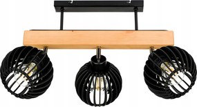 Lámpa fa mennyezeti gerenda Csillár Plafon Loft Fekete 3x E27 Lámpabúra