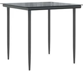 3 részes fekete polyrattan kerti étkezőgarnitúra párnákkal