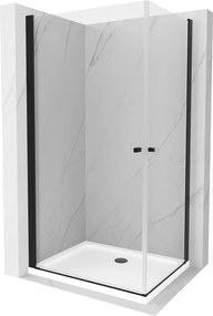 Mexen Pretoria Duo, zuhanykabin 2-szárnyú ajtókkal 80 (ajtók) x 70 (ajtók) cm, 6mm átlátszó üveg, fekete profil + zuhanytálca, 852-080-070-70-02-4010B