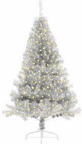 Mesterséges, előre világított karácsonyi fa Ezüst 180 cm PET