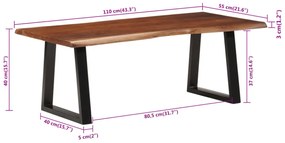 mézbarna tömör akácfa dohányzóasztal 110 x 55 x 40 cm