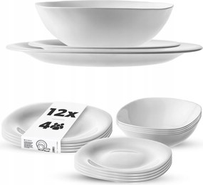 Étkészlet Tányér Szett 12db-OS Tányér Szett Étkészlet Fehér
